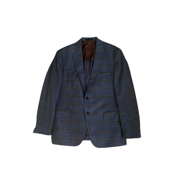 Hart Schaffer Marx Windowpane Guabello Wool Silk Blazer Size 41‎ - Picture 1 of 5